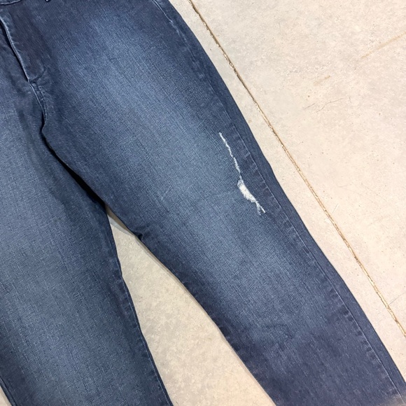 NYDJ Women's Alina Ankle Skinny Jeans 12 Dark Wash Distressed Denim Shapewear - Picture 4 of 9